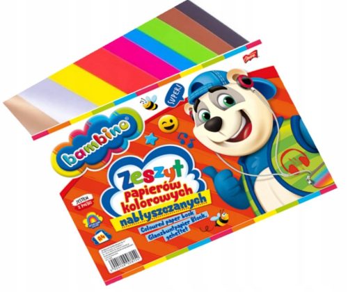 Színes papírtömb A4, 10 lapos, fényes, STANDARD, BAMBINO